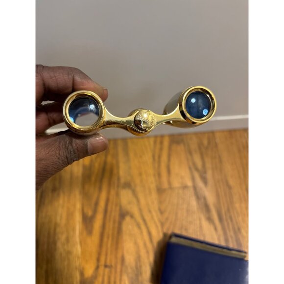 Vintage Opera Glasses Binoculars W/ Case Gold Tone & Pearl Finish Compact Design - Picture 4 of 7